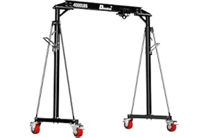 DKENICOR 2 Ton 4500LBS Gantry Crane, Adjustable Height 8.53 to 12.47ft, Steel I-Beam Construction Portable Shop Hoist for Factories, Warehouses, Auto Repair, Construction Site