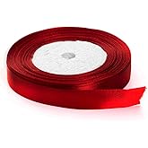 Solid Color Satin Fabric Ribbon (Dark red, 3/8" x 25 Yards)