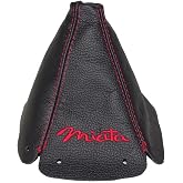 The Tuning-Shop Ltd for Mazda Mx-5 Mk1 NA 1989-97 Shift Boot Black Leather Red Miata Embroidery