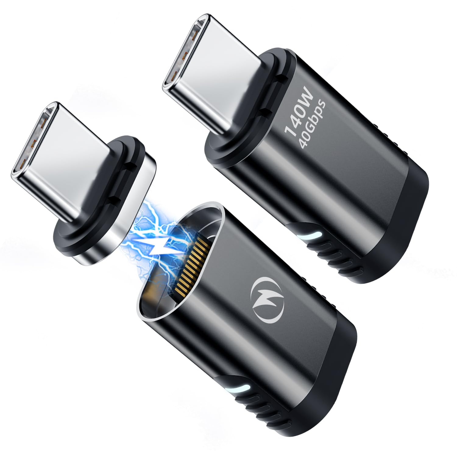 DuHeSin USB C Magnetic Adapter, (2 Pack) Magnetic USB C Adapter 24 Pin Straight with PD 140w USB4 40Gbps 8K 60Hz for Thunderbolt 3/4, MacBook Pro/Air and More Type C Devices — image 1