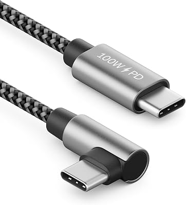 0,30m 100W Cable USB C Carga Corto Ángulo 90 Grados - C a C - Cable Acodado para iPhone 17 16 15 Pro Max Air Galaxy A16 A17 A56 S25 S24 S23 Pixel iPad Pro MacBook AirPods Tablet PS5