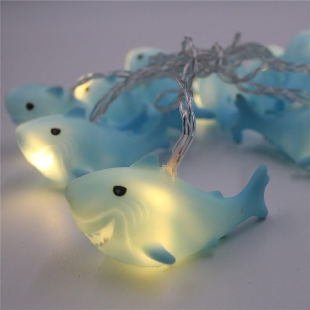 10 LED String Lights Battery Powered Fairy Lights Waterproof Cartoon Shark Shape Party Lights for Indoor/Outdoor Christmas Tree Decorative Home Party Children Kids Bedroom Decoration