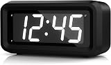 KWANWA Battery Alarm Clock 1.2" LED Display 12/24Hr Snooze Brightness