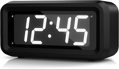 KWANWA Battery Alarm Clock 1.2" LED Display 12/24Hr Snooze Brightness