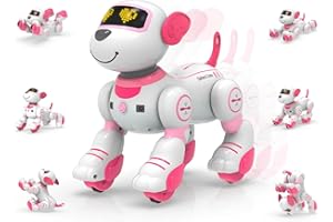 STEMTRON Programmable Remote Control Robot Cat Robot Dog for Kids, Interactive Robotic Dog Robotic Cat, Robo Dog Robo Cat, RC Robot with Touch Sensing, LED Eyes, Dance & Music