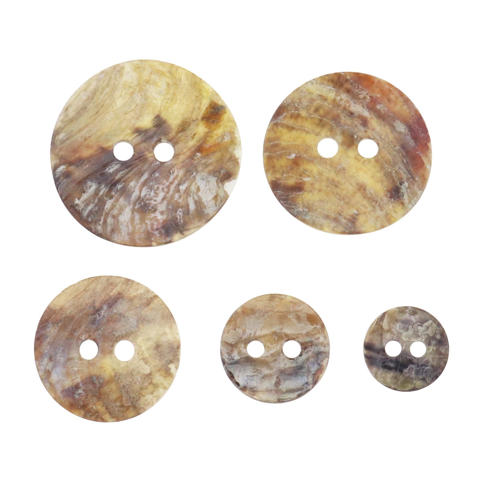 ECSiNG 100Pcs 5 Sizes Pearly Buttons Natural Shell Round Buttons 2-Hole Sewing Craft Seashell Buttons Include 9mm 11.5mm 15mm 18mm 20mm for DIY Sewing Crafts Clothes