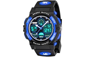 SYOKZEY Easter Basket Stuffers Kids Watch, 50 M Waterproof LED Digital Sport Watch Teen Boys Girls Outdoor Watches - Analog and Digital Multifunction Watches with Alarm and Calendar Stocking Stuffers