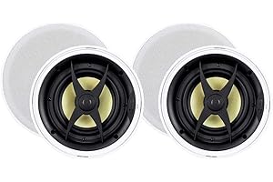 Monoprice Caliber Slim Bezel in-Ceiling Speakers 6.5in Fiber 2-Way (Pair) (134706)