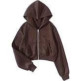 SHENHE Women's Casual Zip Up Hoodie Long Sleeve Drop Shoulder Fall Tops Crop Hoodies Sweatshirts with Pockets