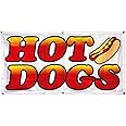 4 Less Co 2x4 Feet HOT DOGS Banner Polyester Fabric Sign wb
