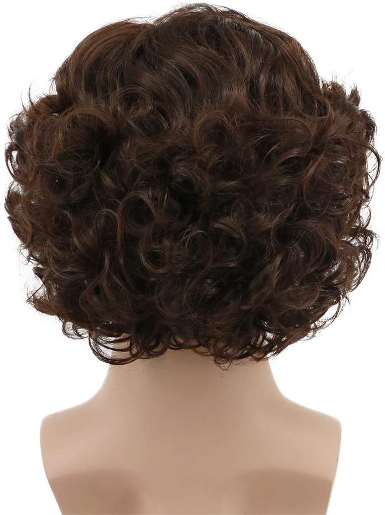 Karlery Adult Men Brown Short Fluffy Curly Wig Halloween Cosplay Anime Costume Party Wig - Image 5
