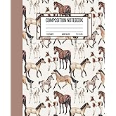 Unique Horses Composition Notebook: Beautiful Wide Ruled Notebook for Horse Lovers | Aesthetic Lined Paper Journal for School Kids, Teens, Students ... | 110 Pages | 7.5 x 9.25 Inch Size