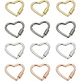 SyhirNmly 12 PCS Heart Carabiner Clips, Cute Heart Lock Keychain Clip Spring Snap Clasp Hook Key Ring for Camping Backpack Bottle DIY Crafts