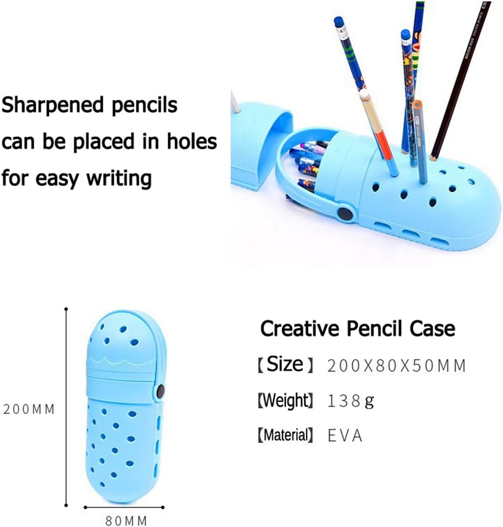 Hillento Silicone Pencil Case, Hole Shoes Design Pencil Bag Large Capacity Pencil Holder School Supplies Stationery Case - Image 4
