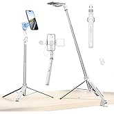 ULANZI TT88 Magnetic Tripod for iPhone 17, 57" Extendable Selfie Stick w Remote, 2-in-1 Phone Clip & Dual Cold Shoe Mounts-Lightweight Phone Tripod Stand for Vlogging, Travel, Video Recording, White