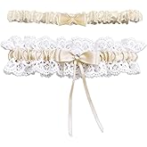 Glowity Wedding Garters for Bride, 2 Piece Bridal Garter Set Lace Floral Garter Bridal Accessories