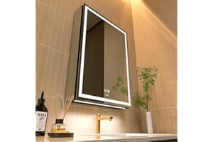 GANPE Bathroom Cabinet with LED Mirror, Dimming, Memory, Storage, Sockets and USB (Right Hinge, 50 x 70 cm)