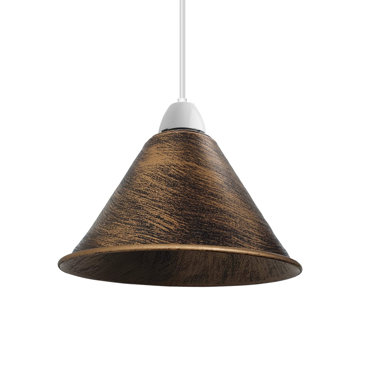 Industrial Retro Kitchen Vintage Metal Loft Bar Hanging Chandelier Lighting Rustic Pendant Lamp Shade (Cone 18CM-Brushed Copper)