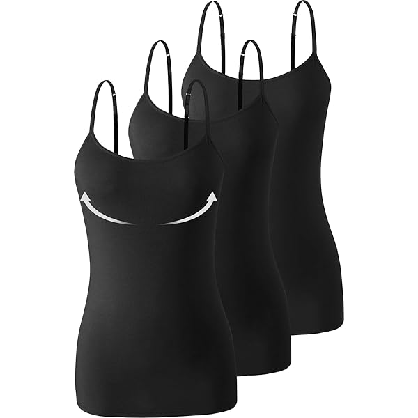 J. Haut cami à ourlet festonné noir doublé bretelles spaghetti Crew