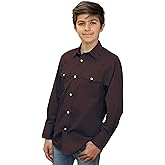 Gioberti Boys Casual Western Solid Long Sleeve Shirt with Pearl Snaps