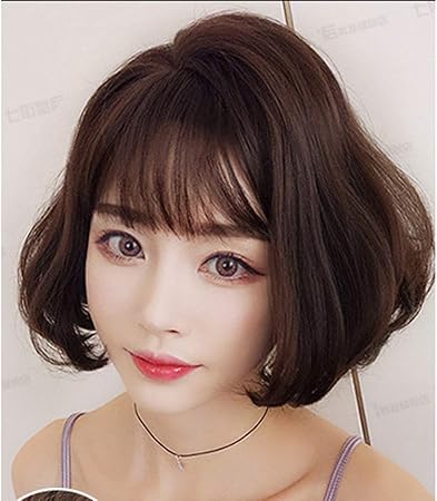 Amazon Co Jp 18yj ブラウン短い巻き毛前髪ウィッグボブ帽子黒い髪の根元の女性のマットパーティーはcospaly毎日高密度キュートなドレス帽子を使用します 18yj Color Gray ビューティー