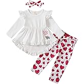 Noubeau Toddler Baby Girl 4th of July Clothes Ruffle Sleeve Boho Shirt Dress Star Stripes Pant Set 3Pcs Summer Outfits