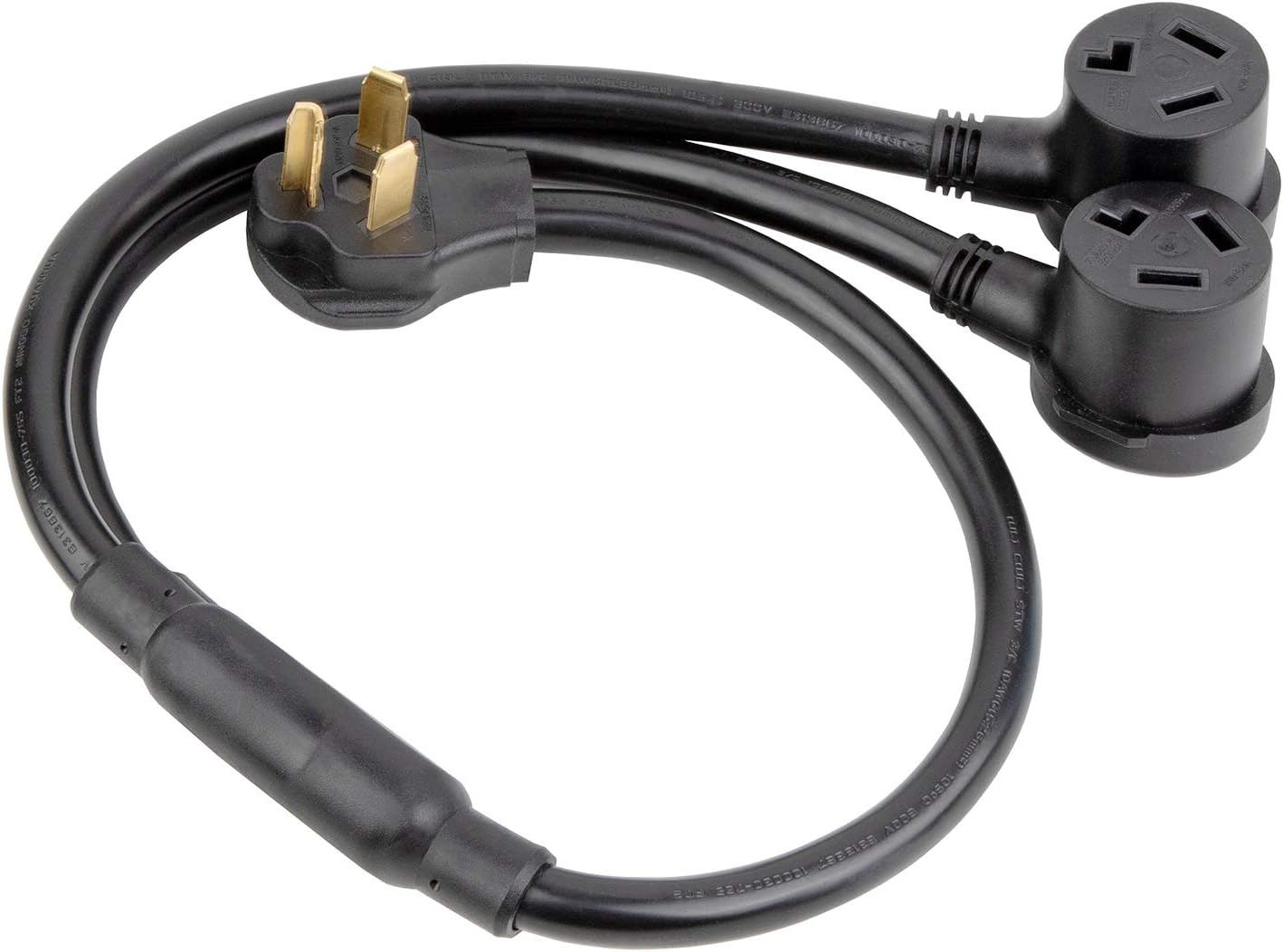 Nema 10-30P Dryer Splitter Extension Cord, Nema 10-30P 30-AMP Male Plug to (2) 10-30R Female Receptacle, 3-Prong Dyer Y Split Adapter Cable 1.0Meter