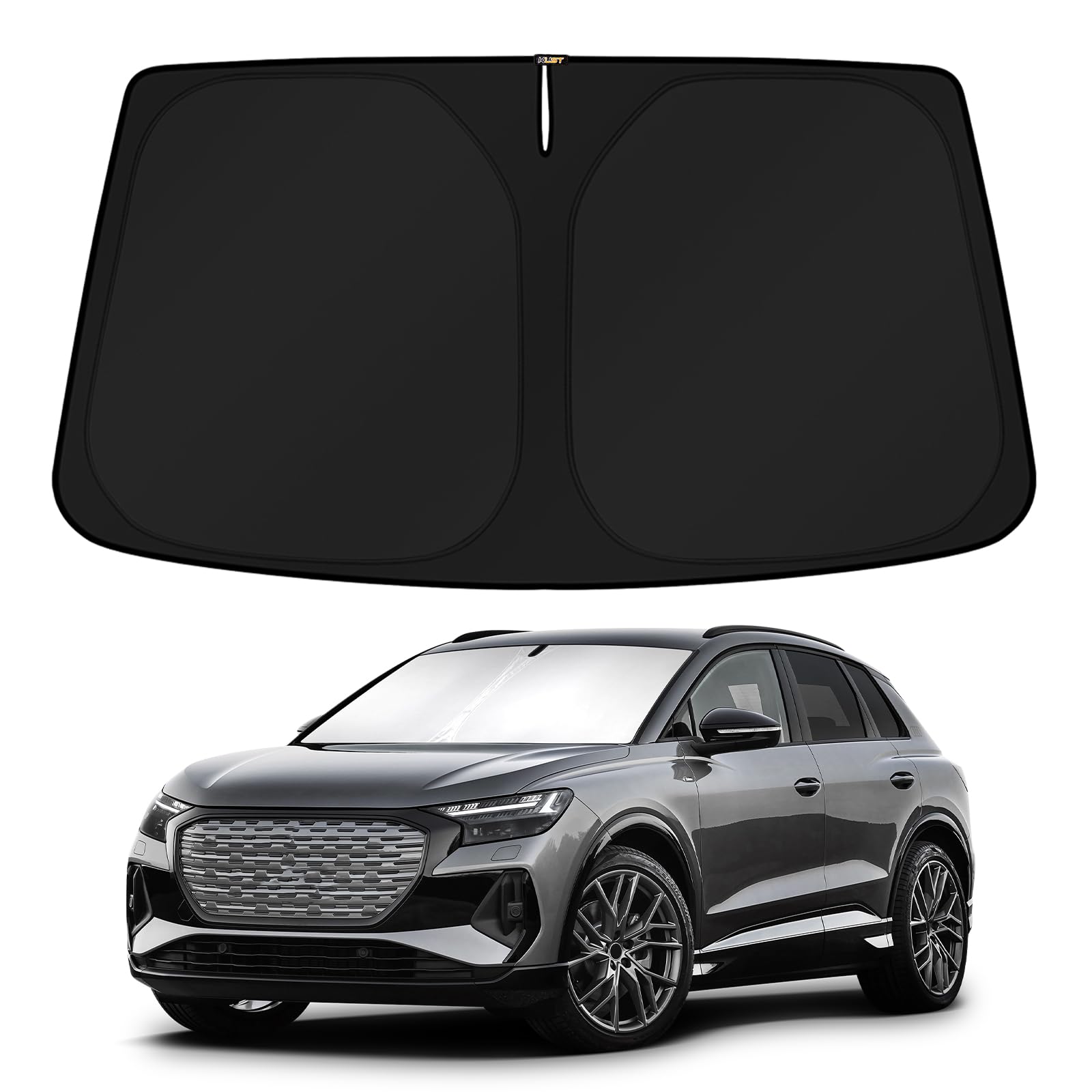 Photo 1 of KUST Windshield Sun Shade for 2022-2024 2025 Audi Q4 E-tron Etron Accessories Custom Fit Sunshade Sun Visor Protector Foldable Blocks UV Rays Keep Your Car Cooler