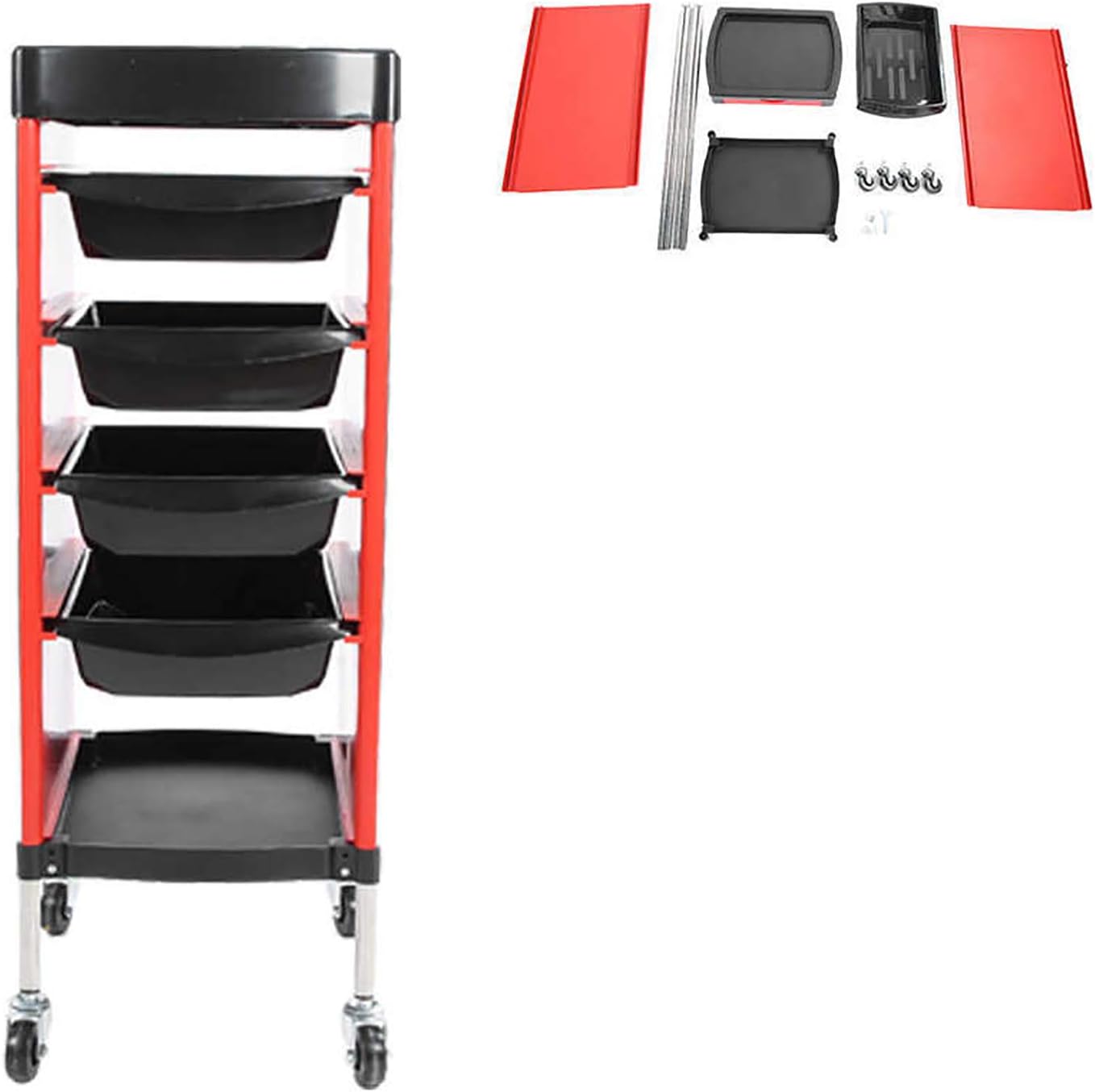 Multifunctional Salon Tray Cart 6 Layers Rolling Storage Racks for Salon SPA Beauty Hairdressing Hair Styling Tool Trolley: Home & Kitchen