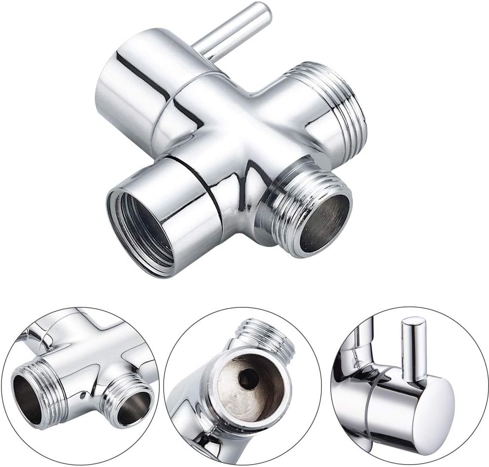 PEREFTSELL 3-Way Shower Arm Diverter Valve G1/2"Brass Shower Splitter Shower Valve with Rubber Washer Bathroom Shower System Component Replacement Part for Hand Held Showerhead/Fixed Spray Head Chrome - Image 4
