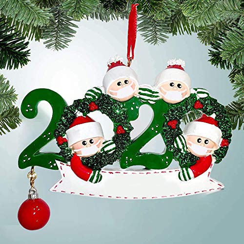 EKUPUZ 2020 Personalized Christmas Hanging Ornaments,with Mask Writable Ornaments Snowman Christmas Decorating Kit Creative Gift DIY Name, Family Ornament Christmas Decorations