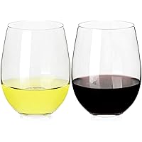LUXU Stemless Wine Glasses(Set of 2)-20 oz,Clear Wine Cups for Red or White Wine,Crystal Whiskey Tumblers,Large Water…