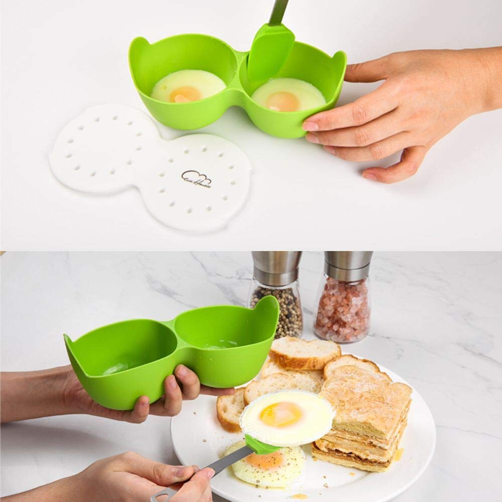 Egg Poacher, Egg Cooker Silicone Egg Poaching Cups NonStick Boiled Egg Maker For Microwave or Stovetop Egg Cooking, BPA Free