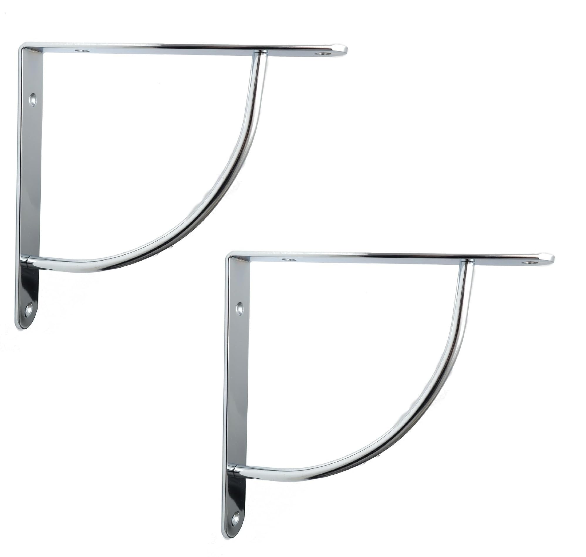 Pair Chrome Fixed Shelf Brackets Supports with Fixings