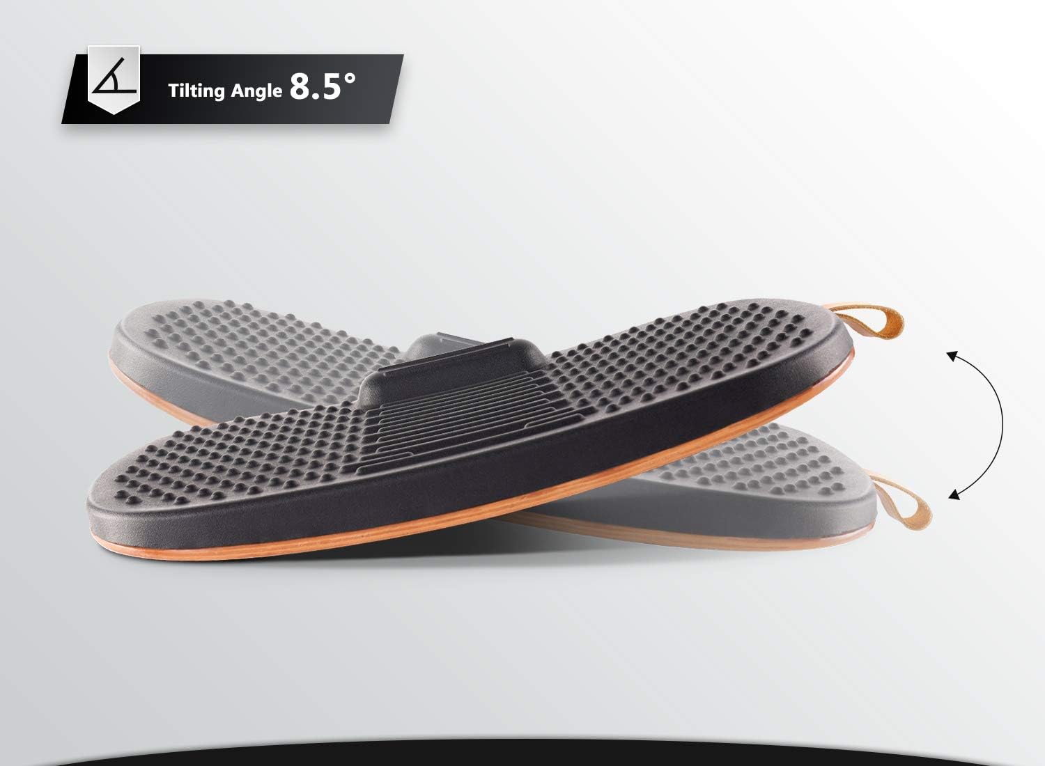 FEZIBO Standing Desk Mat with Anti Fatigue Bar, Wooden Wobble Balance Board with Ergonomic Design Comfort Floor Mat (Medium, Obsidian Black): Home & Kitchen
