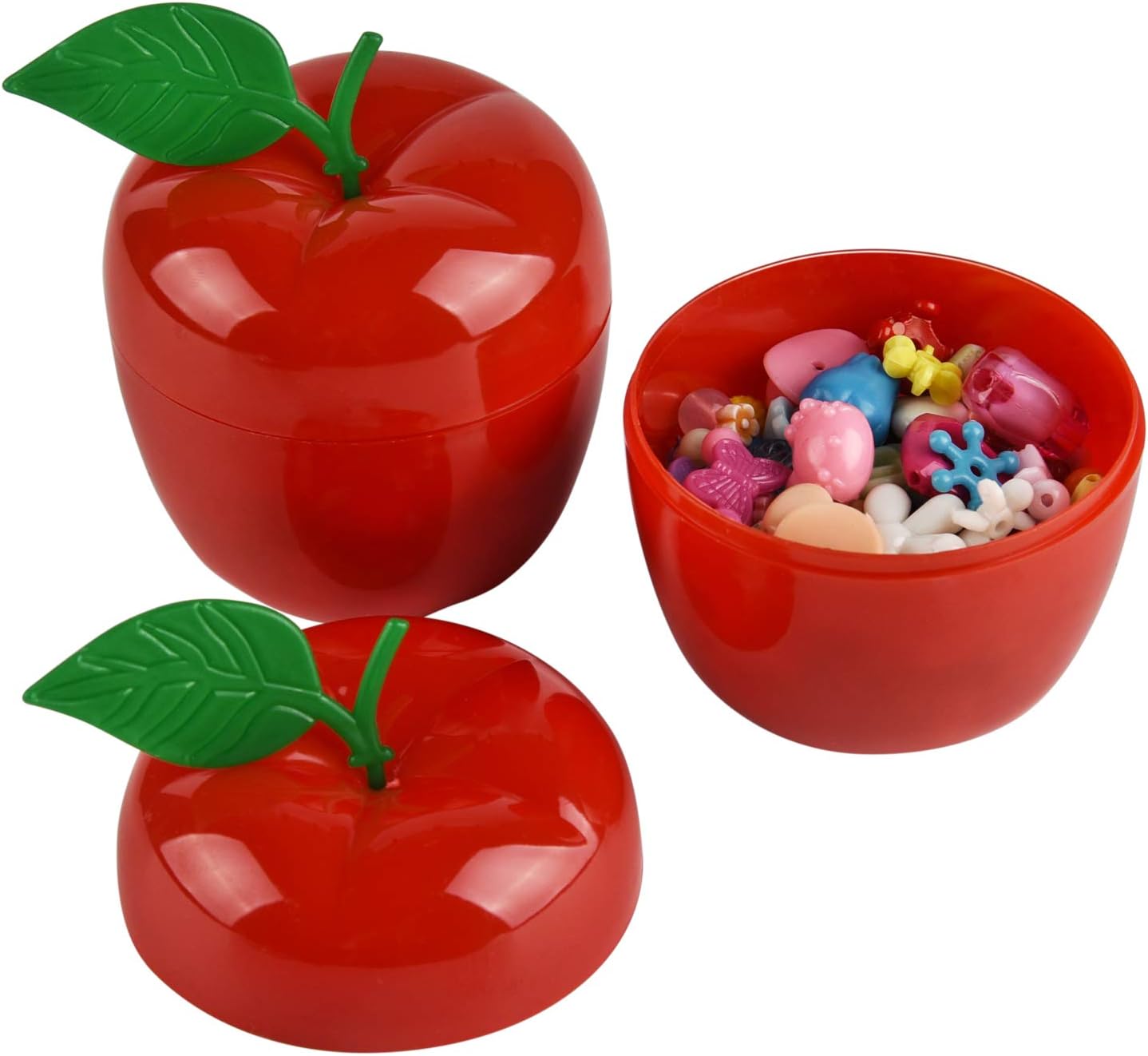 FEPITO 15 Pack Red Apple Favor Container Toy Filled Bobbing Apples