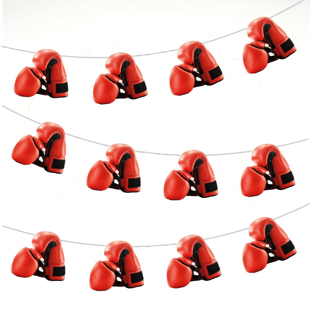 AK Giftshop Boxing Gloves Bunting Party Decorations - 12pcs / 2.5m Ribbon