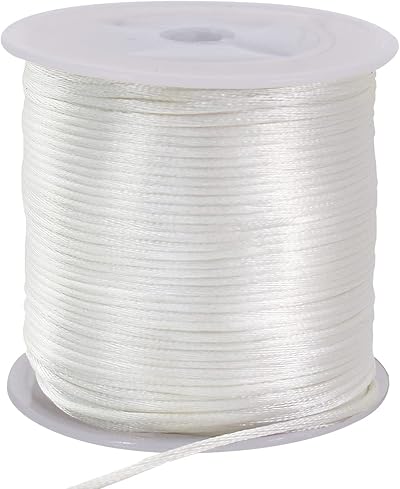 TONIFUL 1.5mm Nylon Satin Cord 60yds White for Jewelry Making Kumihimo Beading