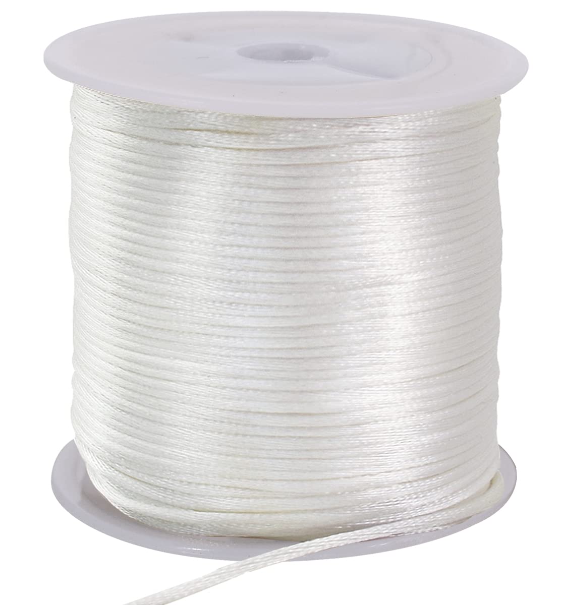 TONIFUL 1.5mm x 50 Yards White Nylon Cord Satin String for Bracelet Jewelry Making Rattail Macrame Trim Cord Necklace Bulk Beading Thread Kumihimo Chinese Knot Craft