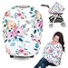 Little Pigeon Carseat Canopy Cover Nursing Breastfeeding Cover Scarf Stretchy Soft Fits Baby Car Seat Carrier Shopping Cart Infant Stroller Multi Use Floral Pink Gift for Baby Girl 