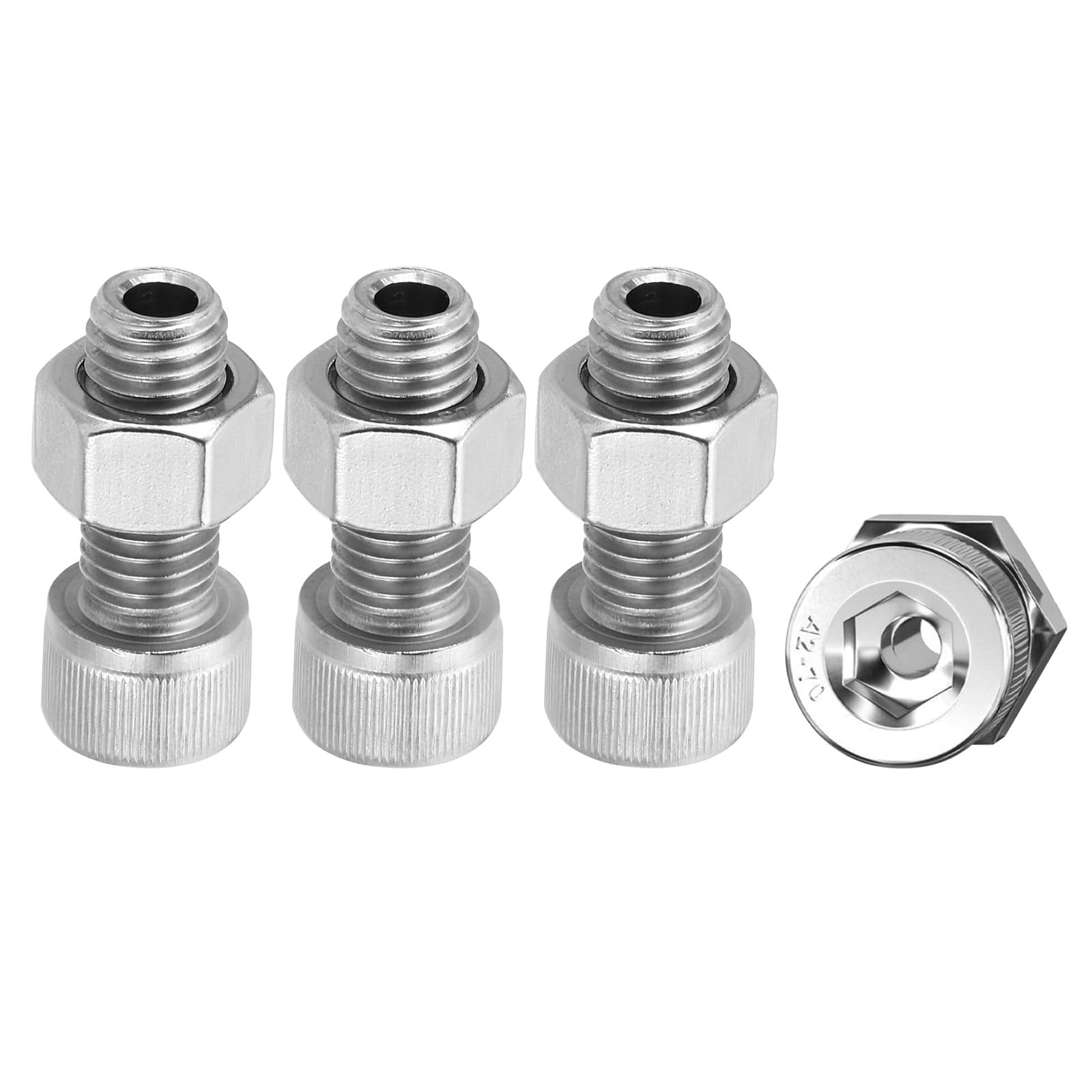 PATIKIL M12x30mm 304 Stainless Steel Hollow Bolt, 4 Set Cylindrical Hexagon Socket Screw Nut Kit Lamp Threading Screws Through Hole Fasteners