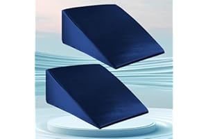 TRYITSBEST 2PCS Satin Wedge Pillowcase, Silky Wedge Pillow Cover with Zipper Fits Most Size Sleep Bed Wedges【Pillow NOT Include】 (Blue, 24.5x24.5x12.5 Inch)