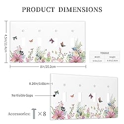 Butterfly Flower Quad Toggle Light Switch Cover