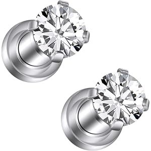 Qiwnswoy 8G -1/2" Gauges for Ear 316L Surgical Steel Round CZ Screw Fit Flesh Tunnels 8G 6G 4G 2G 0G 00G 1/2 Inch Plugs Hollo