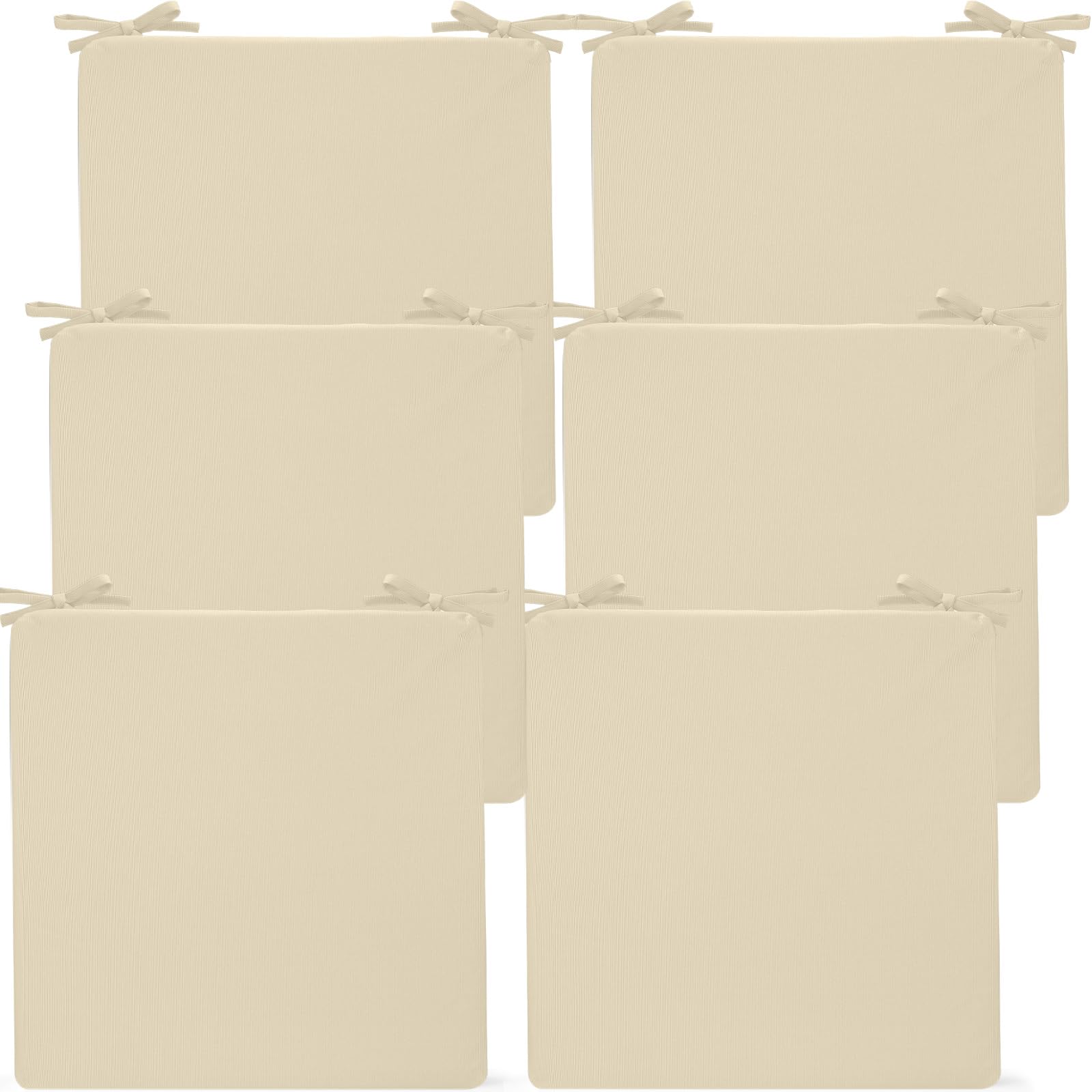 Photo 1 of Preboun 6 Pack Outdoor Chair Cushions 19" x 19" x 3" Patio Waterproof Fade Resistant Seat Cushions with Ties Replacement Chair Pads for Patio Furniture Garden Sofa Couch (Beige)