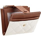 GAEKEAO Small Wallet for Women Bifold Leather RFID Blocking Credit Card Holder Wallets Zipper Pocket Coin Purse with ID Window