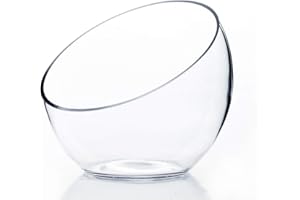 WGVI Clear Slant Cut Bowl Glass Vase, Glass Terrarium, Candy Dish, Glassware, Slant Open: 7". Height: 6" x 2.7". Base: 4" (1 Piece)