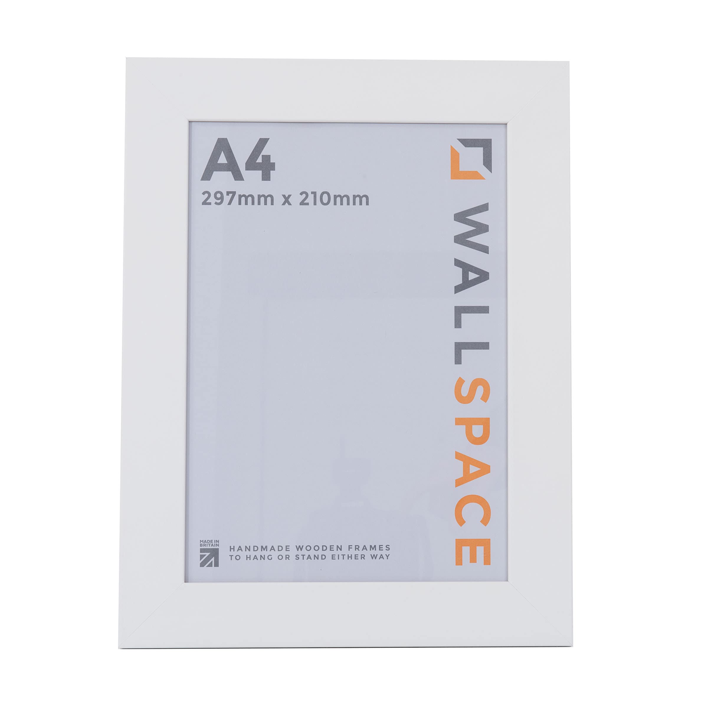 Wall Space A4 Wide White Picture Frame | White A4 Photo Frame | 297x210mm | 297 x 210mm | 29.7x21.0cm | Solid Wood Wooden with Real Glass | Handmade in UK | Certificate Diploma — image 1