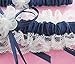 RIMOBUL 2 Pieces Wedding Garters Lace Bridal Garter Faux Pearls Garter for Bride with Toss Away (Royal Blue)