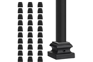 Senmit Iron Baluster Shoes - Flat Shoe with Screw - for 1/2" Square Balusters - Set of 30 (Satin Black)